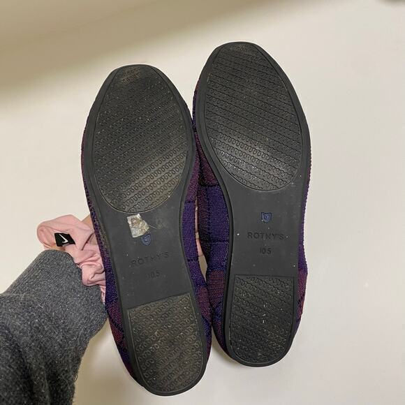Rothy's The Square Toe Cranberry Plaid Flats Size 10.5 - Picture 4 of 6